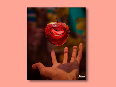 Apple with mouth abstract background background design design photo editing photo manipulation photoshop poster poster design surreal