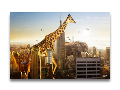 Animals on the City abstract background background design design photo editing photo manipulation photoshop poster poster design surreal