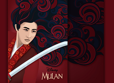 Mulan design disney fanart flat illustration poster vector vector art