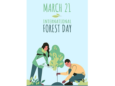 Forest Day care for the environment ecology flat forest illustration illustrator planting a forest social poster vector