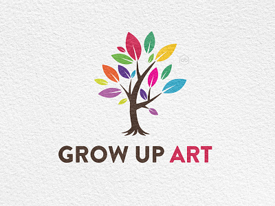 'Grow up Art' Logo Design art tree colored leaves colored tree logo grow up art growing tree logo design logo for sale tree tree logo tree logo template