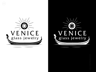 'Venice Glass Jewlry' Logo Design branding glass jewelry handmade jewelry italy logo for sale logo inspiration logotype with gondola murano glass venice venice gondola