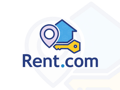 'Rent.com' Logo Design F O R S A L E ! apartments check in home house keys logo for sale logo rental logo template with house logotype design rent rent apartments rental vector logo