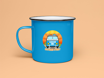 'SOUTHERN SYDNEY' Logo Design beige blue and yellow campervan camping design camping life caravan hire a caravan logo design logotype designer mug design rounded logo southern sudney sunset t shirt design software vector logo vehicle logo