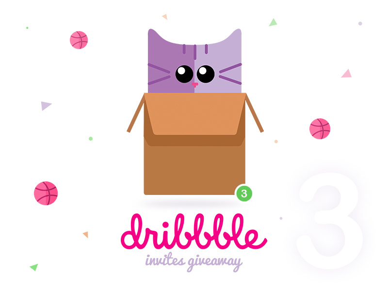 Hey friends! I have three Dribbble Invites Giveaway. dribbble invitation cute invitation best designers best portfolio cat dribbble invite giveaway dribbble invites dribbble invites