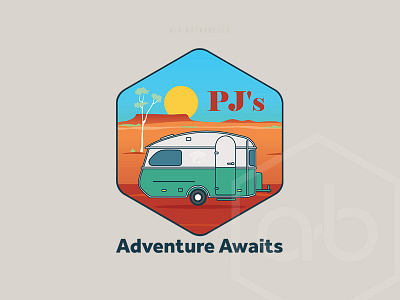 PJ' s Adventure Awaits - Logo Design australia camping camplife caravan caravanlogo graphic designer hexagon hexagon logo logo design logotype rv travel