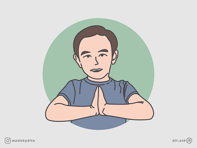 R. B. Abimanyu avatar character headshot illustration minimalistic profile pic vector