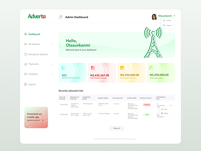ADVERTA Dashboard dashboad dashboard design home screen productdesign saas