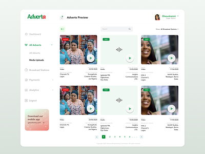 ADVERTA Tiled adverts preview Screen productdesign saas web app web design