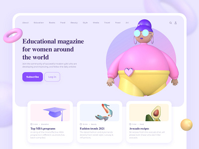 Online Magazine for women 3d branding cute design graphic illustration landing landingpage magazine trends ui ux web website