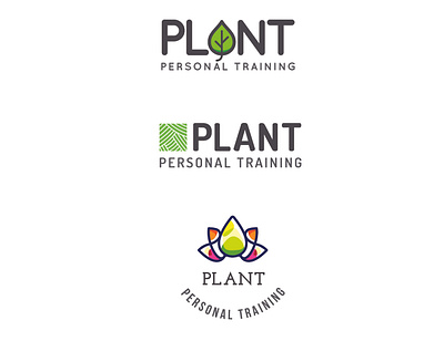 Plant Personal Training Logo Options brand colors branding fitness logo gym iconography illustrator logo personal training plant typogaphy vegan