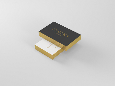 Athena Business Cards business card edge edging emboss gold gold foil letterpress metallic ink