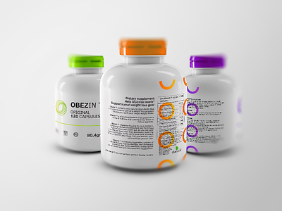 Obezin Dietary Supplement Pacakging bottle colorful fun logo design logomark logotype packaging pill