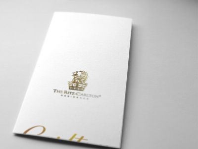 The Ritz-Carlton App Launch Brochure brochure flyer foil gold hotel lion logo luxury minimal print ritz carlton typography