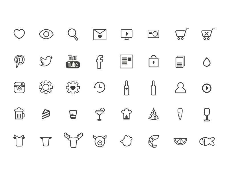 Icons Vinguiden.com beer wine drink food cocktail vinguiden designadet icon