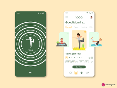 YOGA- A minimalist design approach to a Yoga App. app appdesign branding design flatdesign graphicdesign green illustration interactiondesign ios material design mobileapp mockup prototype ui uiux uiuxdesign ux yoga yoga app