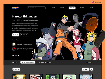Naruto Fan Page- Webpage Design adobe xd anime animeart appdesign cartoon cartoon illustration design dragonball figmadesign illustration interactiondesign minimal naruto sasuke sketch trending uiux webdesign webpagedesign website