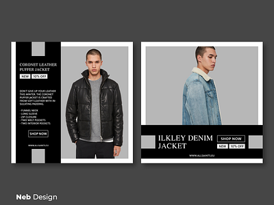 Allsaints instagram post design fashion graphic design graphic designer gray instagram instagram design neb design post design social media social media design ui ui design web design website