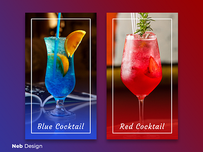 cocktail instagram story design blue cocktail drink instagram design neb design red social media design story design ui ui design web design
