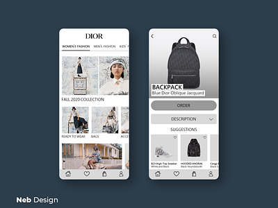 Dior application UI design app app ui ux application application ui brand dior fashion mobile mobile ui neb design ui ui design uiux web design