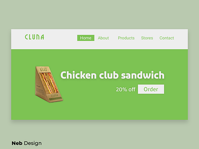 Cluna web design food green theme neb design sandwich sandwich club ui ui design web design web ui website website ui