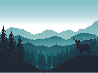 Forest and mountains forest illustration mountains