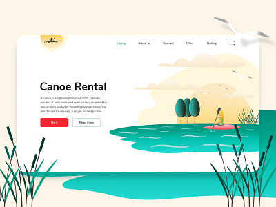 Canoes 2.0 canoe design flat illustration minimal one page rent ui vector web webdesign