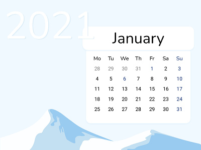 January calendar ui design flat illustration january vector