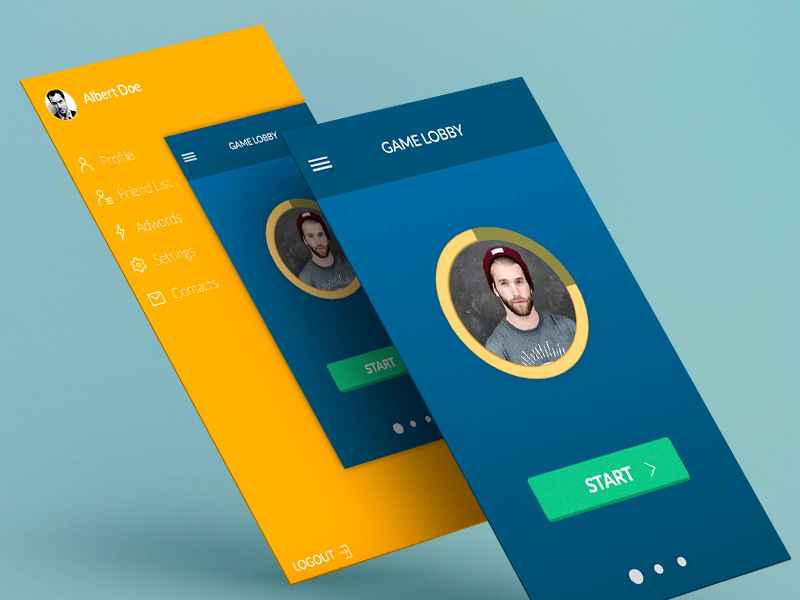 Game APP - IOS .sketch game poker match players ui ios .sketch lobby flat profile menu list