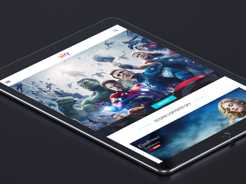 Sky.it Tablet view interface tv film cinema website ux ui redesign