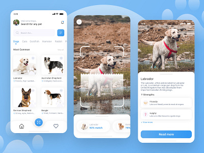 🐾 Pet Identifier App app design dog flat graphic design identifier minimal mobile pet scan ui ux