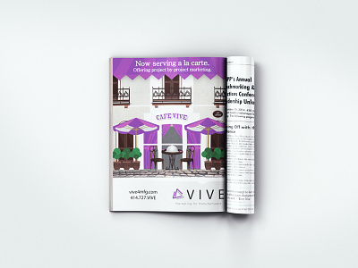 Vive print ad ad advertisement bistro branding cafe illustrator marketing print vector