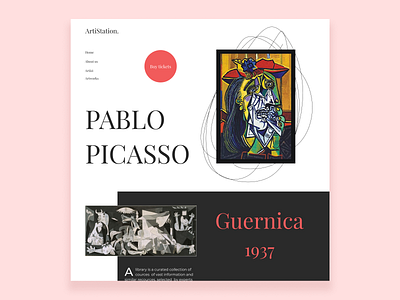 Picasso Exhibition Idea art design menu online ui web website