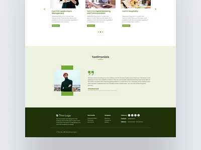 Courses, Testimonials and Footer section of THIVI Education branding design ui ux website