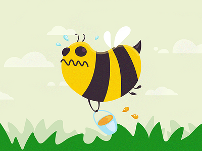 Crazy Bee bee character flight illustration
