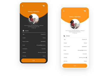 profile page app design ui