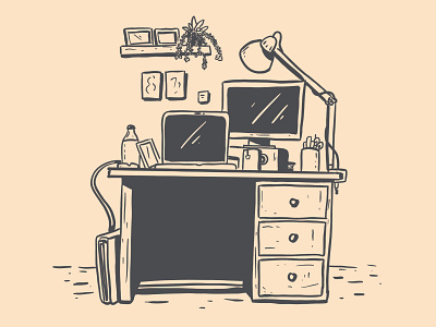 My desk desk homeoffice homework illustration work