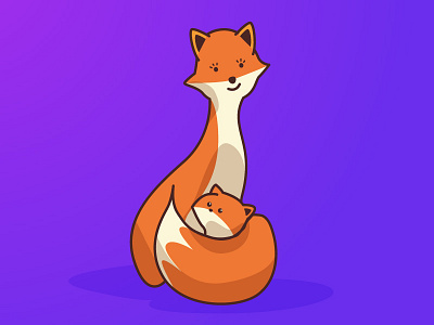 Foxy Mother animal cute family fox illustration kid vector