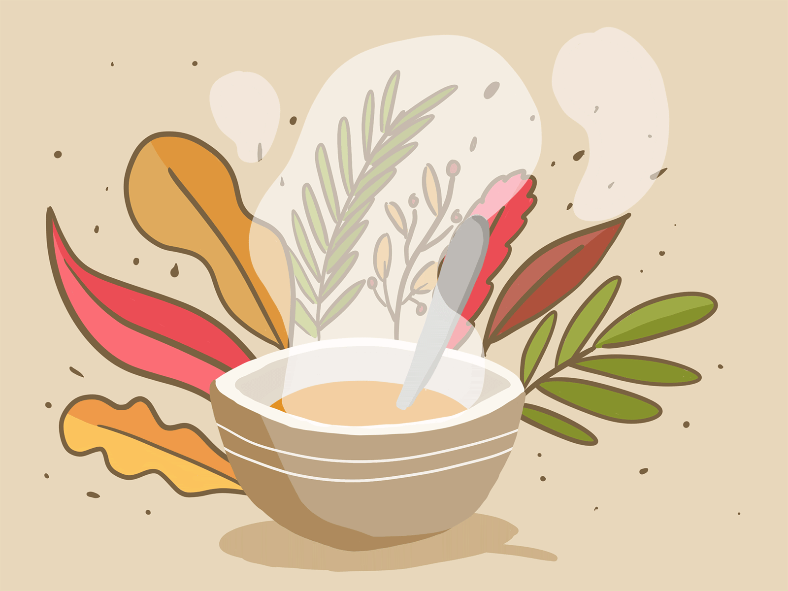September 2019 autumn illustration music plant soup