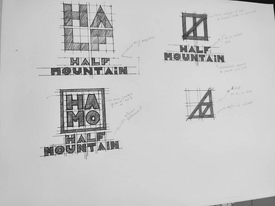 HALF MOUNTAIN bocetos brand branding draw logo sketches