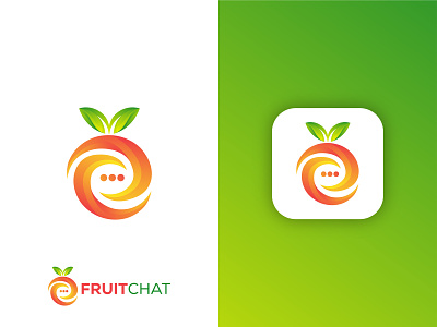 Fruit chat logo abstract logo app logo brand identity branding colorful logo fruit chat logo fruit logo gradient logo graphic design healthy illustration leaf logo logo logo design modern logo vector