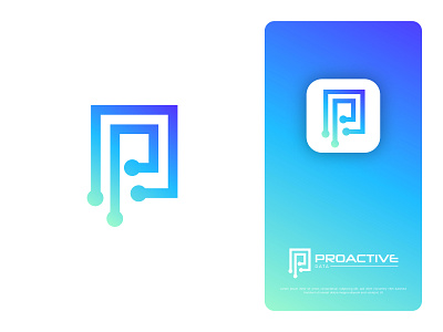 Proactive Data logo app logo brand identity branding data database design graphic design illustration logo logo design modern logo p p letter tech ui vector web