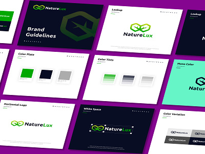 Naturelux Brand Guidelines app logo brand brand book brand guidelines brand identity brand style guide branding corporate identity design graphic design green illustration leaf logo logo logo design minimalist logo modern logo nature ui vector