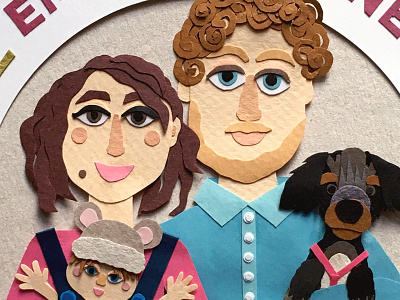 Announcement Close Up announcement baby close up cut paper dogs family portrait self portrait