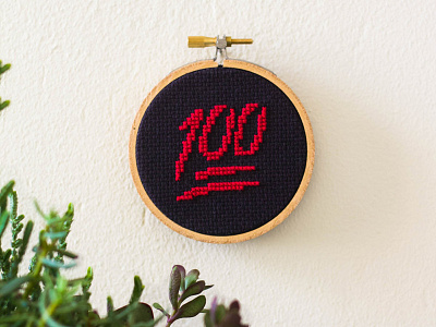 💯 Cross-Stitch 100 cross stitch cross stitching diy embroidery emoji emoji art handmade 💯