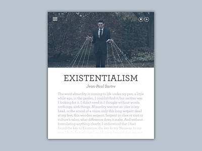 Daily UI #35 - Blog Post blog card existentialism hierarchy minimalist post puppet sartre text typography widget