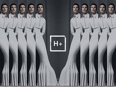 H+ box fashion h humanism icon logo repetition transhumanism white