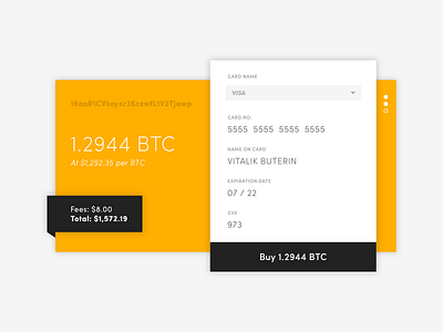 DailyUI 002 address bitcoin btc checkout credit card daily ui form gold minimalist popup wallet widget