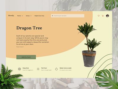 Howdy Plants app design dragon tree plant plantshop shop web web design website