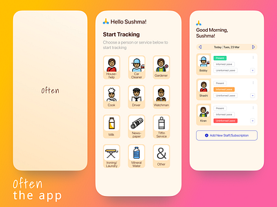 Often - the app to manage your household staff & subscriptions mobile app mobile design product design ui design ux design